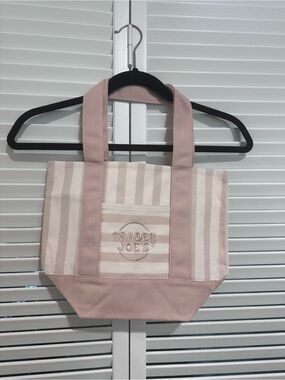 NWT Trader Joe’s Sand/Tan Stripe Canvas Tote Bag